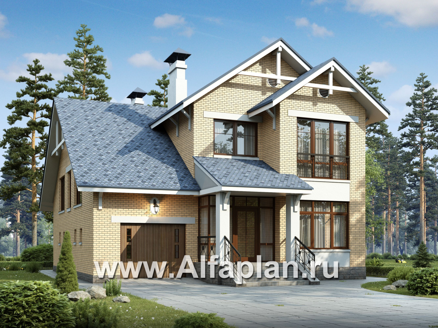 Проекты домов Альфаплан - «Дженни Врен» - удобный коттедж 154A - основное изображение