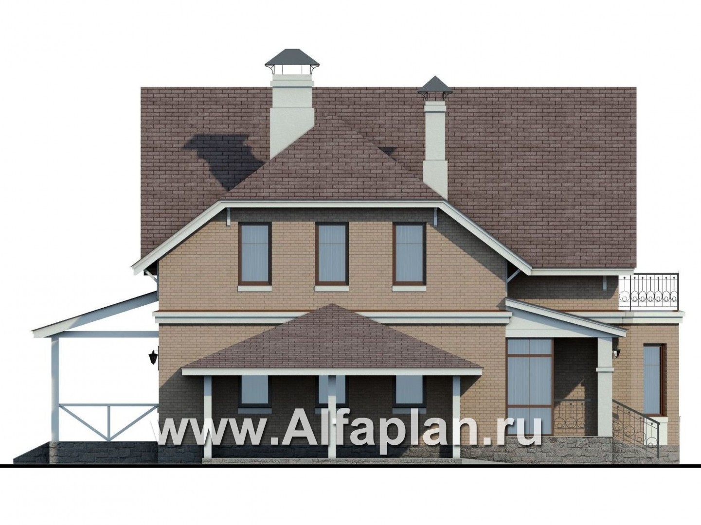 Проекты домов Альфаплан - «Времена года» - дом для семьи с двумя детьми - изображение фасада №3
