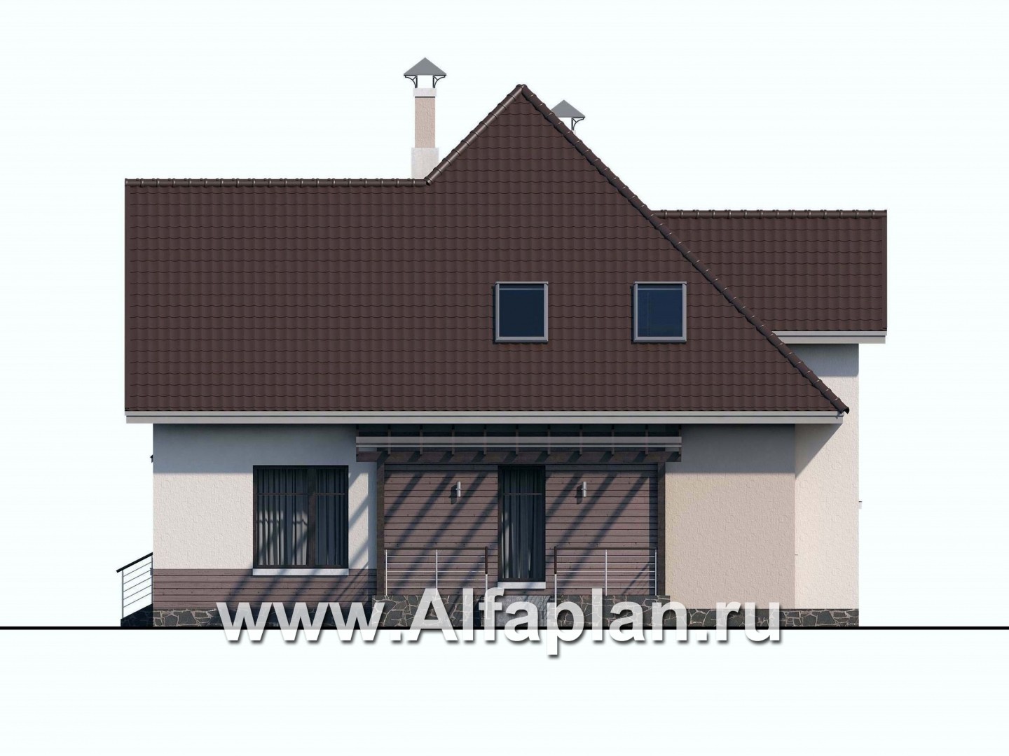 Проекты домов Альфаплан - «Плеяды» — современный мансардный дом - изображение фасада №2