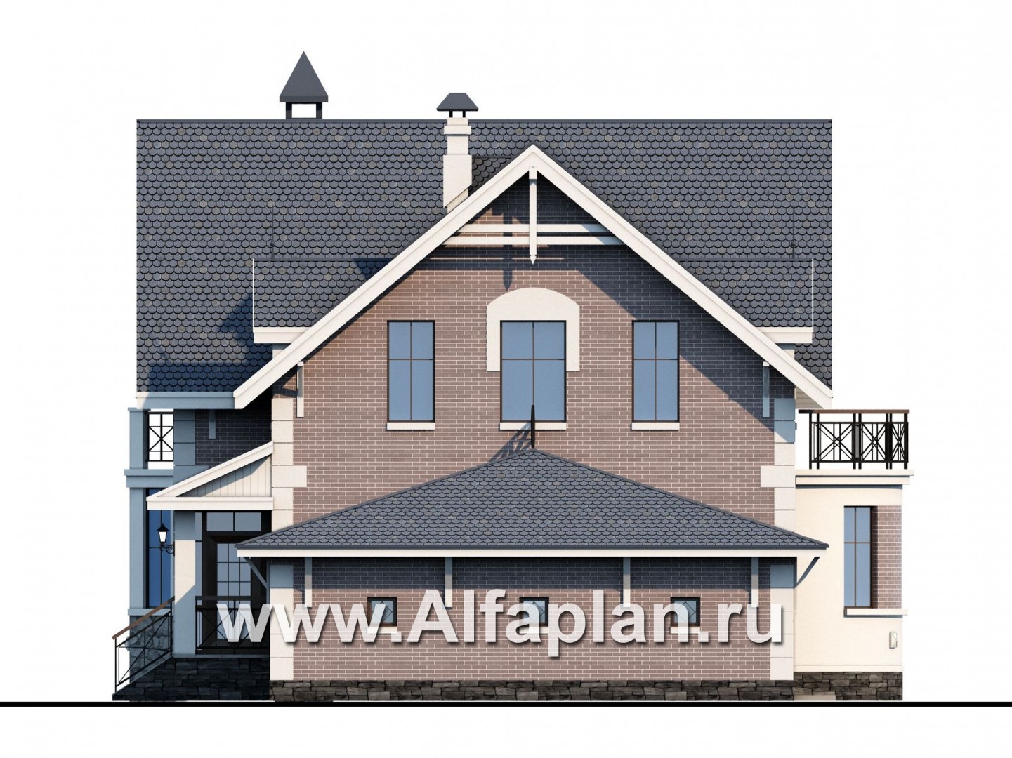 Проекты домов Альфаплан - «Стелла» - компактный дом с гаражом для маленького участка - изображение фасада №2