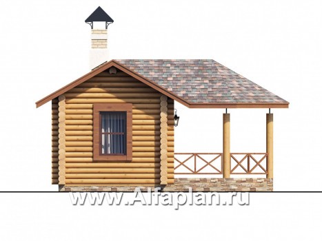 Проекты домов Альфаплан - Небольшая дервянная баня с уютной верандой (беседкой) - превью фасада №3