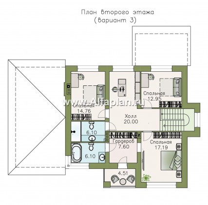 Проекты домов Альфаплан - «Страйк» - современный дом с открытой планировкой и гаражом - превью плана проекта №4