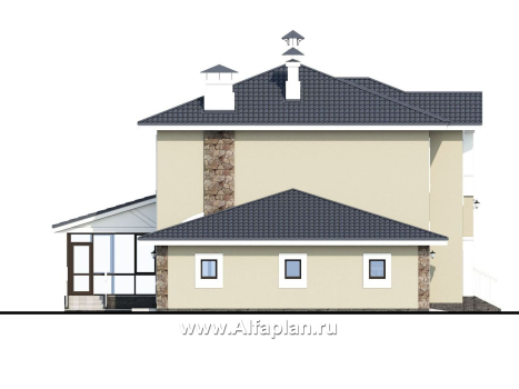 Проекты домов Альфаплан - «Либезюсефрау» — удобный дом с романтическими фасадами - превью фасада №3