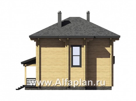 Проекты домов Альфаплан - Двухэтажный деревянный дом с террасой - превью фасада №3