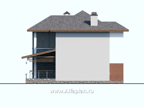 Проекты домов Альфаплан - «Траектория» - современный, компактный дом - превью фасада №2