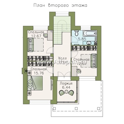 Проекты домов Альфаплан - «Траектория» - современный, компактный дом - превью плана проекта №3