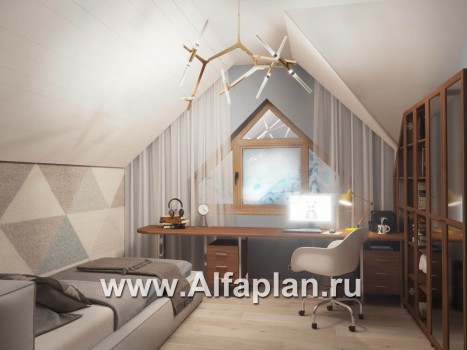 Проекты домов Альфаплан - Компактный мансардный дом с навесом для машины - превью дополнительного изображения №5