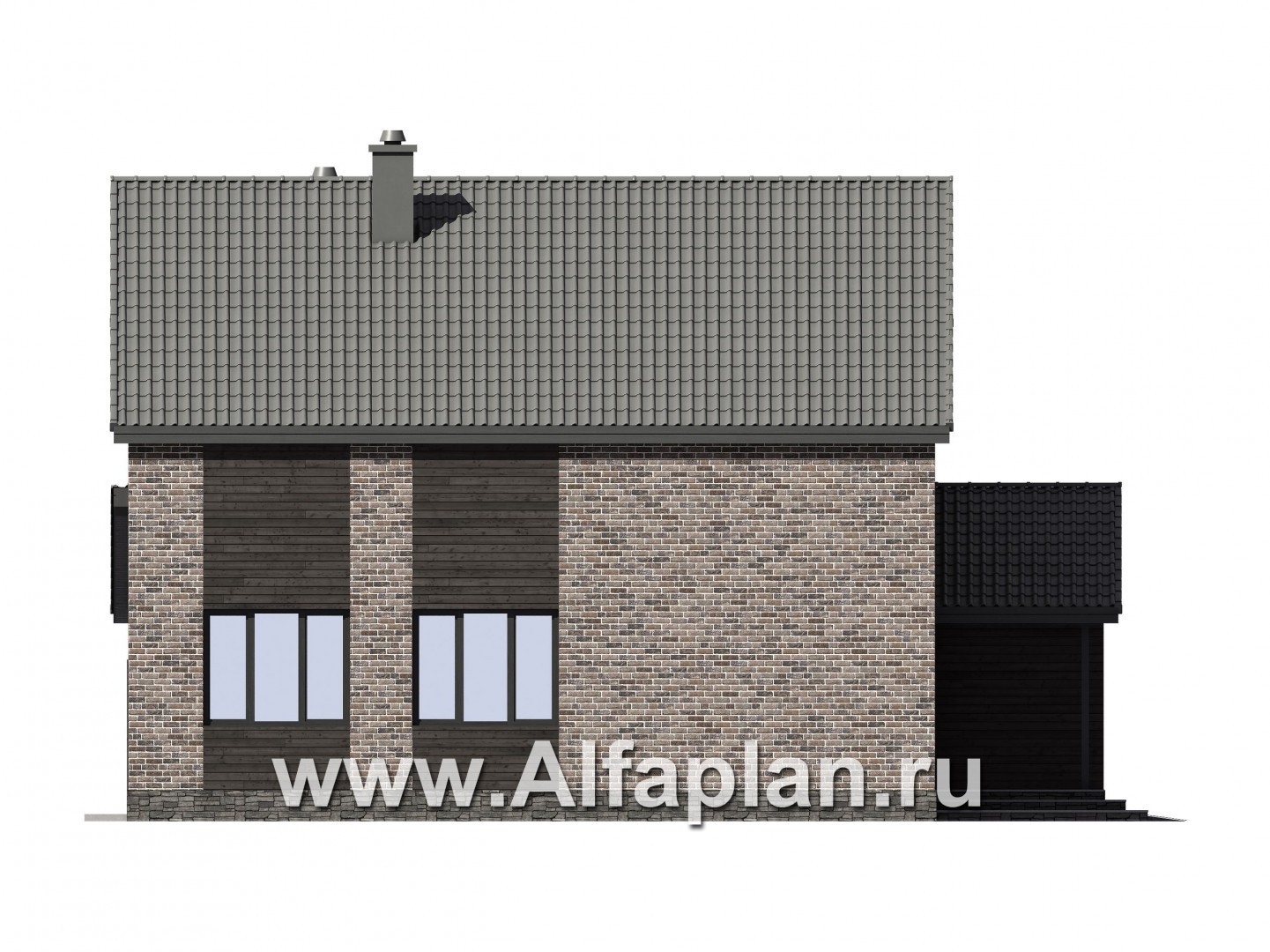 Проекты домов Альфаплан - Двухэтажный загородный дом с гаражом - изображение фасада №2