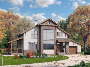 Проекты домов Альфаплан - «Регата» - комфортный план дома, двускатная крыша - превью основного изображения