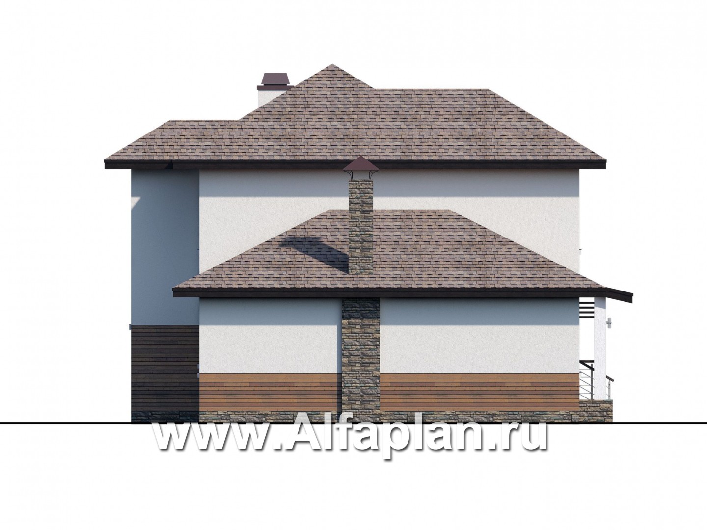 Проекты домов Альфаплан - "Одер" - стильный двухэтажный коттедж из газобетона - изображение фасада №3