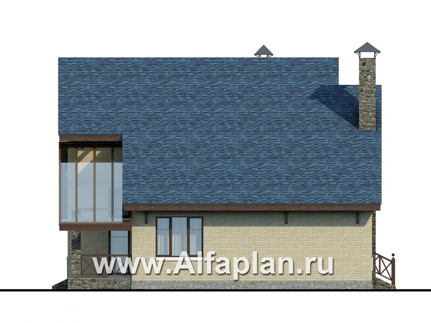 Проекты домов Альфаплан - «Простор» - компактный кирпичный дом с просторной гостиной - изображение фасада №3