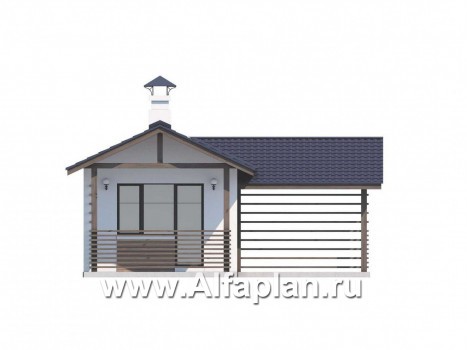 Проекты домов Альфаплан - Блок SPA с навесом для машины для небольшой усадьбы - превью фасада №4