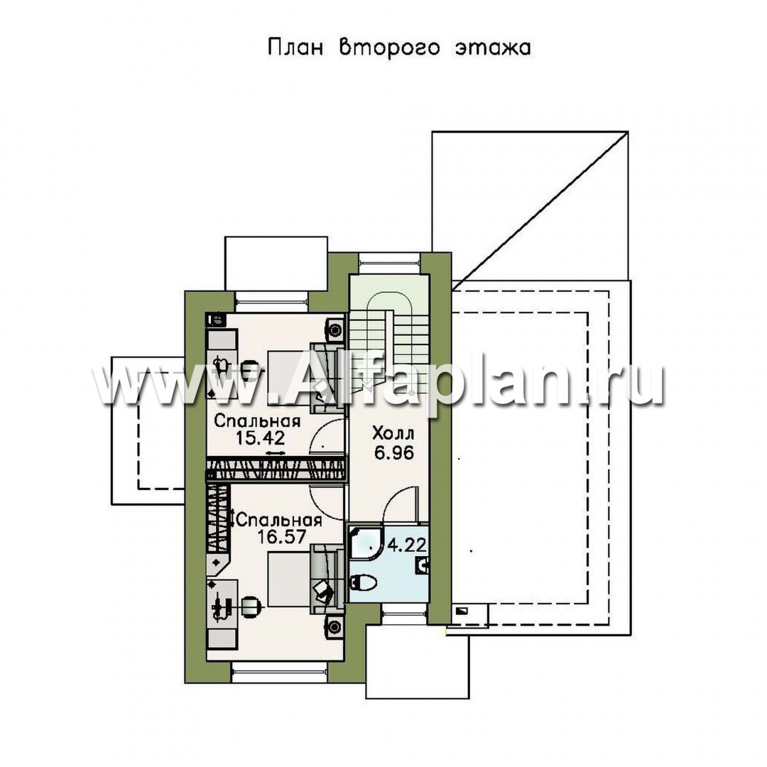 Проекты домов Альфаплан - Кирпичный дом «Прагма» для небольшой семьи - план проекта №2