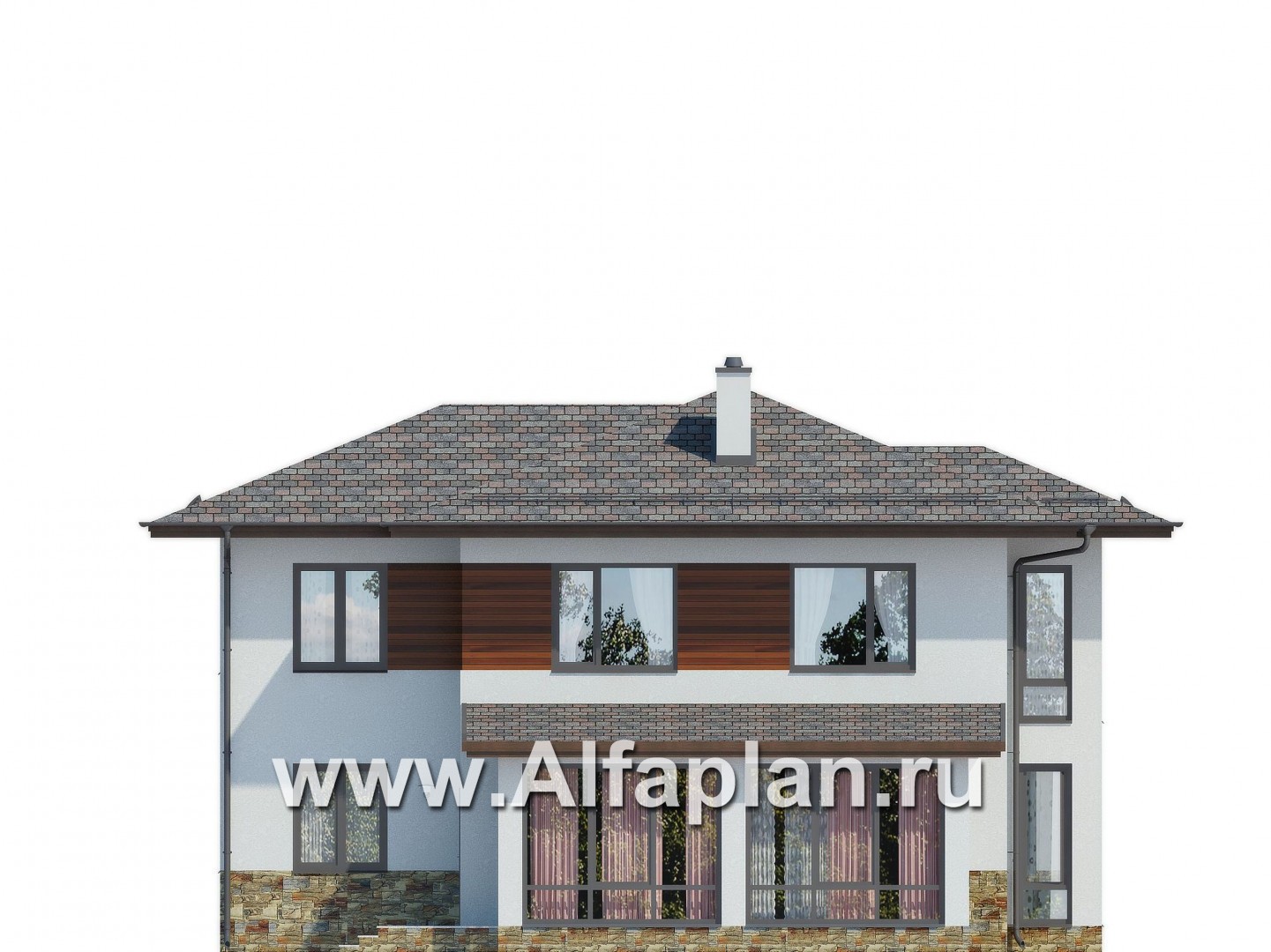 Проекты домов Альфаплан - Современный двухэтажный дом - изображение фасада №3