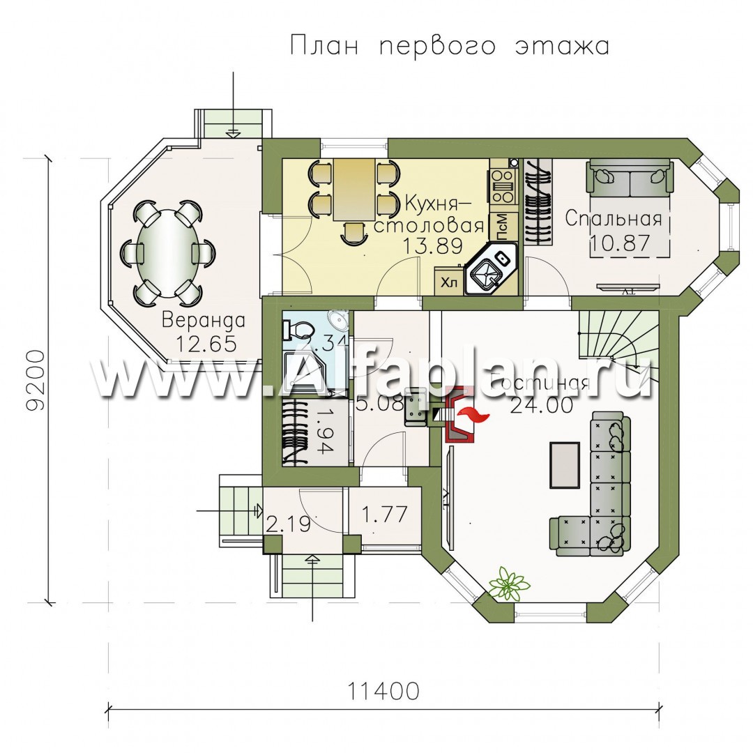 Проекты домов Альфаплан - «Душечка» - удобный дом для жизни и отдыха - план проекта №1