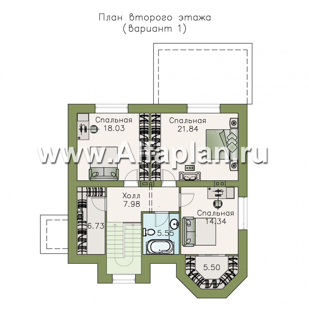 Проекты домов Альфаплан - «Принцесса осени» - красивый и удобный частный дом - изображение плана проекта №2