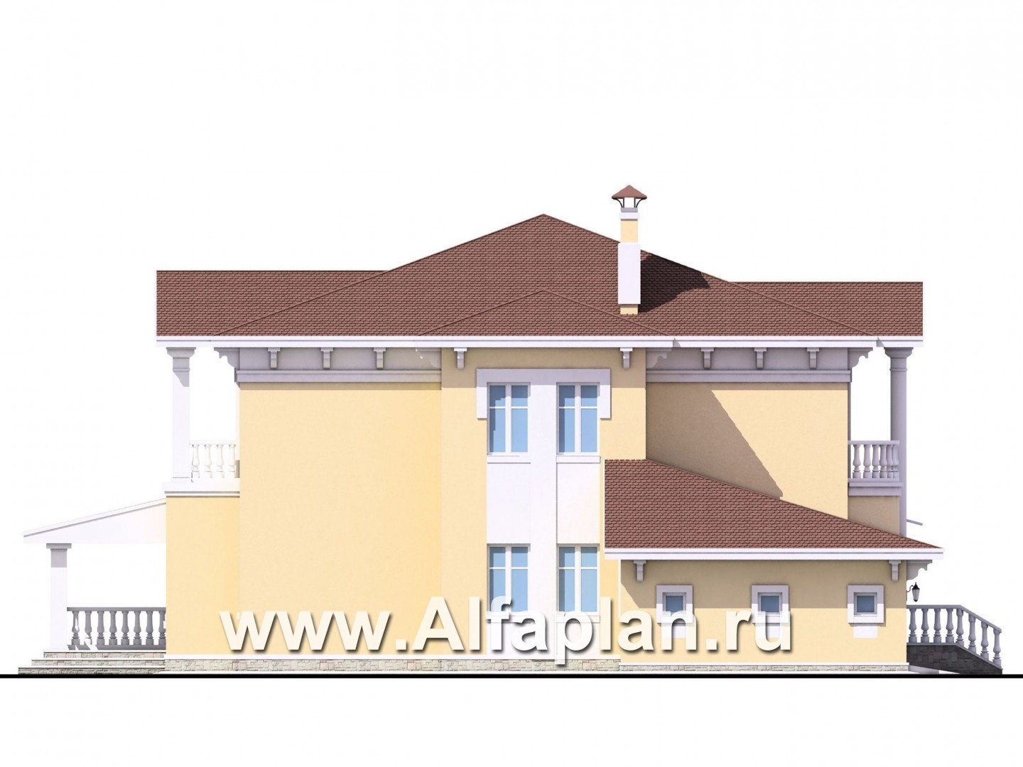 Проекты домов Альфаплан - Вилла «Эдельвейс» - элитный дом в классическом стиле - изображение фасада №3