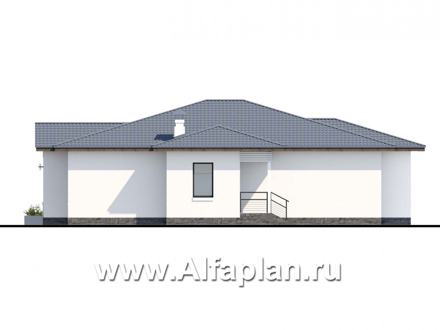 Проекты домов Альфаплан - «Калипсо» - комфортабельный одноэтажный дом - изображение фасада №2