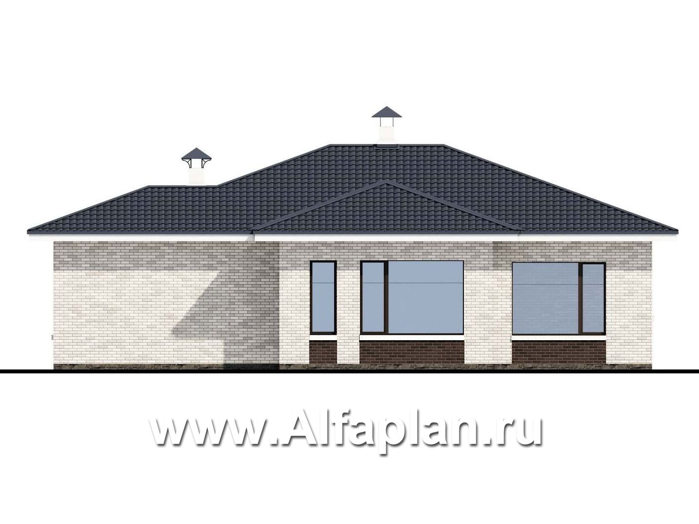 Проекты домов Альфаплан - «Эрато» - современный одноэтажный коттедж с террасой - изображение фасада №4