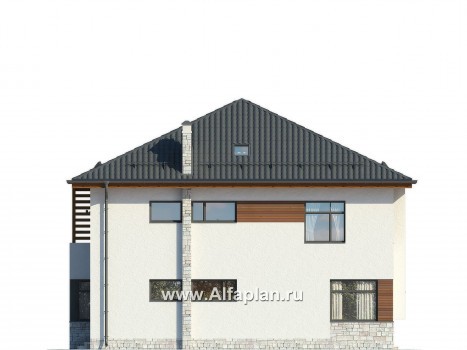 Проекты домов Альфаплан - Современный двухэтажный дом - превью фасада №2