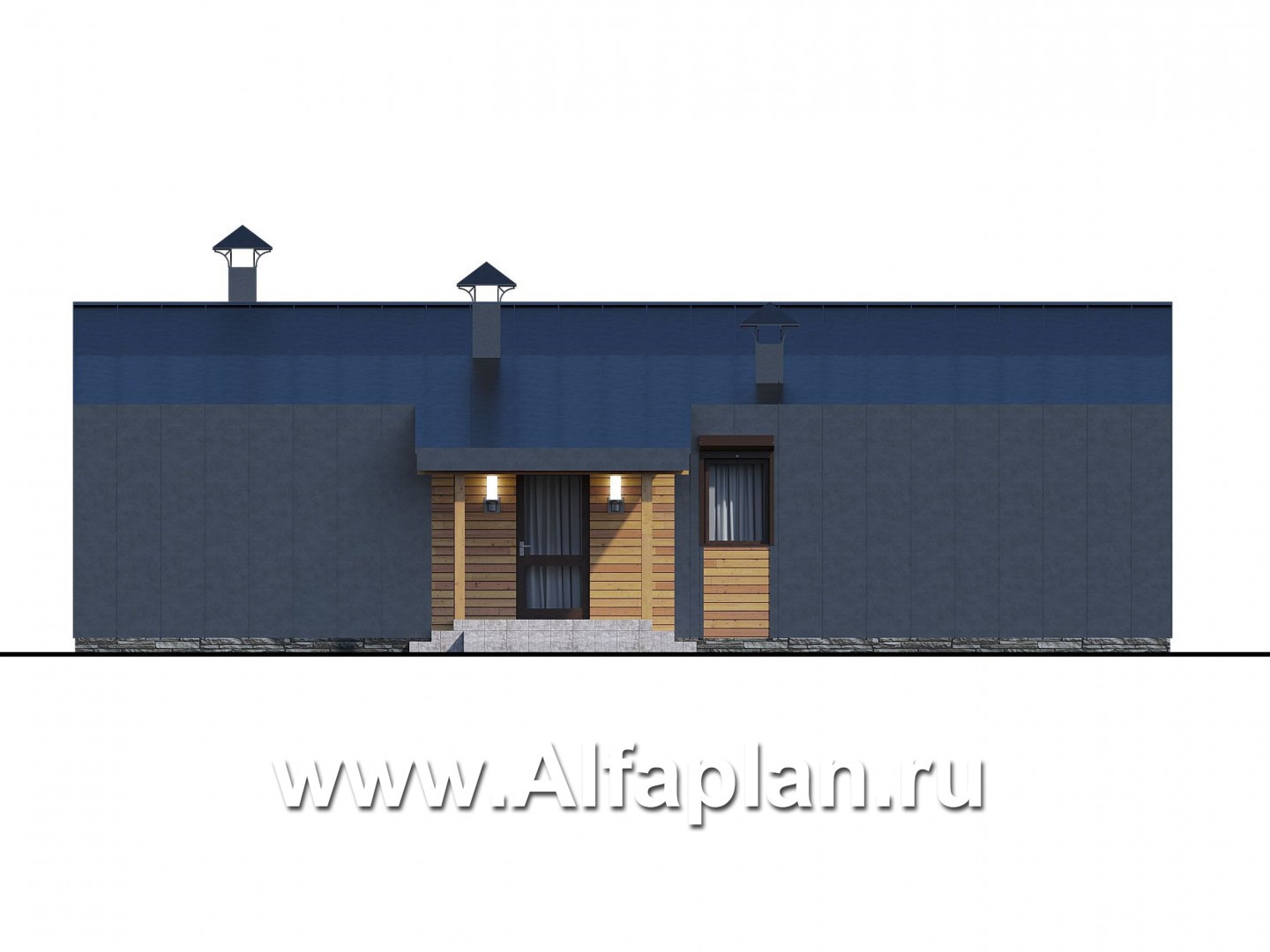 Проекты домов Альфаплан - «Йота» - каркасный дом с сауной - изображение фасада №2