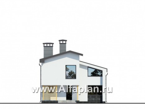 Проекты домов Альфаплан - Современный коттедж с оригинальной планировкой и архитектурой - превью фасада №1