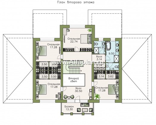 Проекты домов Альфаплан - Вилла в классическом стиле с бассейном - превью плана проекта №2