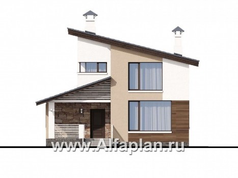Проекты домов Альфаплан - «Западный бриз» - рациональный дом с удобным планом - превью фасада №1