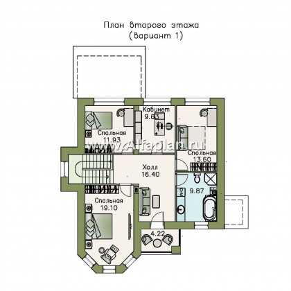 Проекты домов Альфаплан - «Благополучие» - классический коттедж с открытой планировкой - превью плана проекта №2