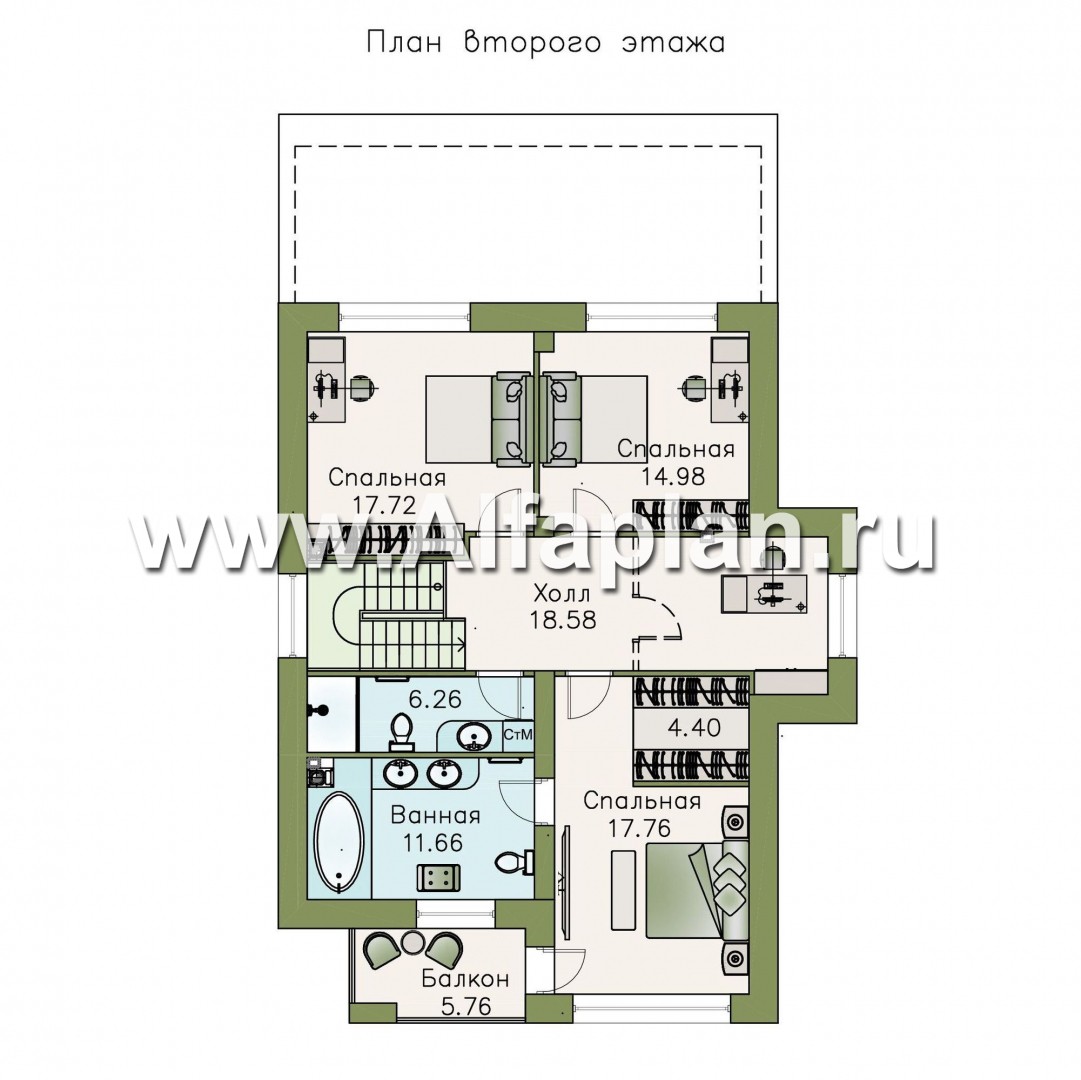 Проекты домов Альфаплан - «Ирида» - стильный современный дом - изображение плана проекта №2