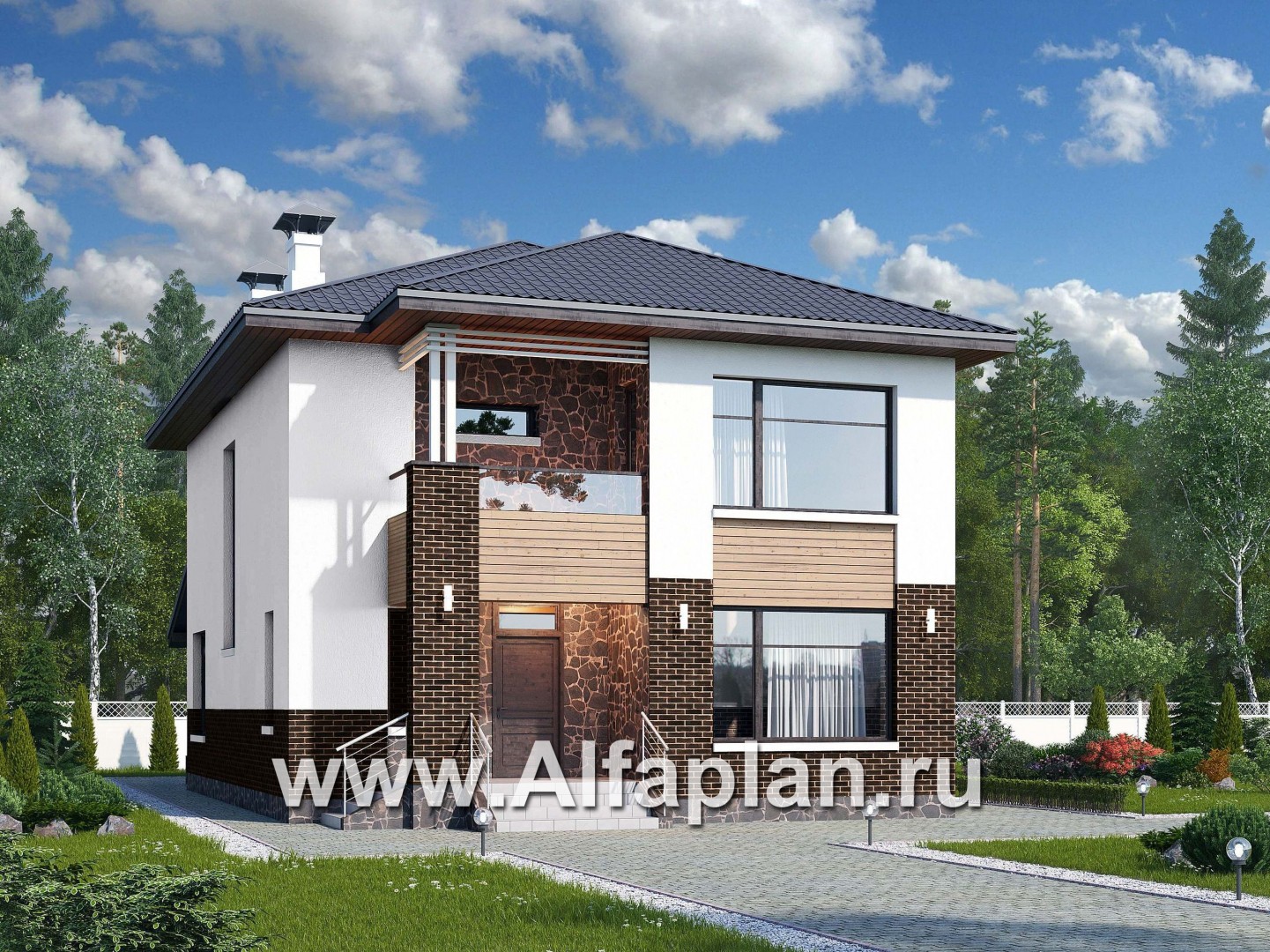 Проекты домов Альфаплан - «Ирида» - стильный современный дом - основное изображение