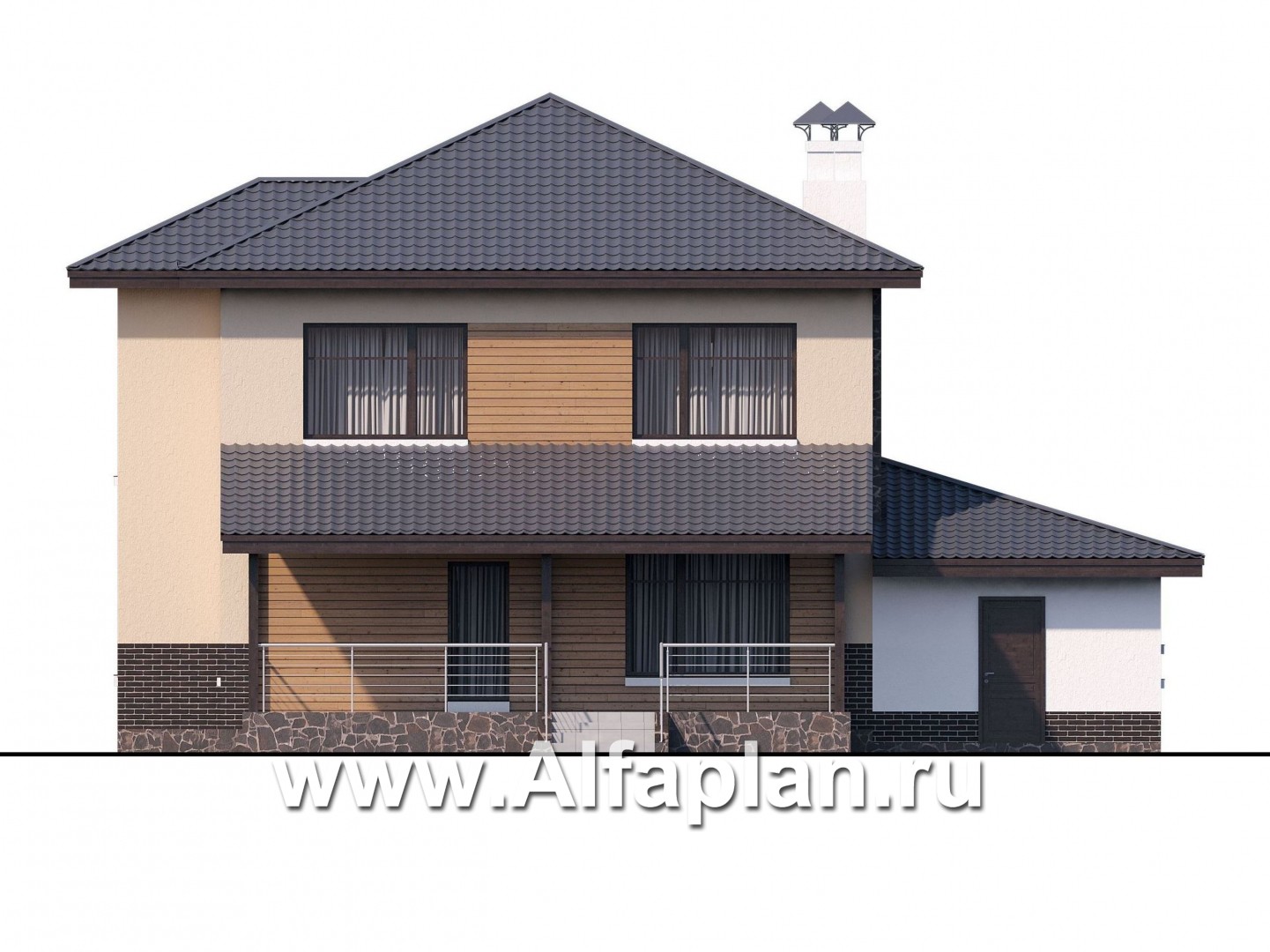 Проекты домов Альфаплан - «Ирида» - стильный современный дом с гаражом - изображение фасада №4