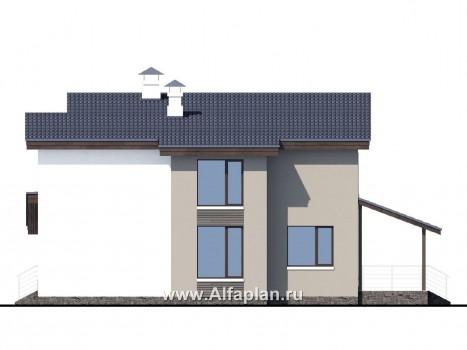 Проекты домов Альфаплан - «Борей» - стильный коттедж с односкатной крышей - превью фасада №2