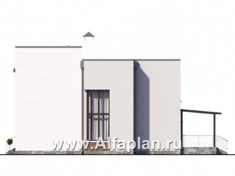 Проекты домов Альфаплан - «Эвр» - современный коттедж с плоской кровлей - превью фасада №2