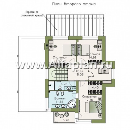 Проекты домов Альфаплан - «Эвр» - современный коттедж с плоской кровлей - превью плана проекта №2