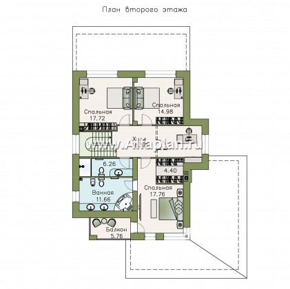 «Вишера» - проект двухэтажного дома, мастер спальня, оптимальная планировка с гаражом на 2 авто - превью план дома